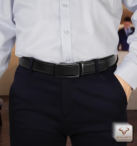 Image of BULLIANT Men's 2-Pack Ratchet Leather Belt Trimmable 1 3 /8 inch-Gift Boxed
