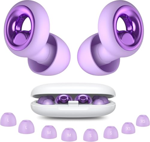 Image of Noise Cancelling Ear Plugs for Sleeping, Reusable Silicone Ear Plugs for Noise Reduction, Soft Hearing Protection with 8 Ear Tips for Concerts, Work, Shooting, and Travel(Grape)