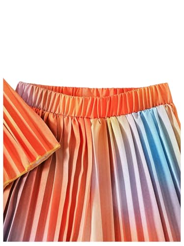 Image of RoseSeek Girl's 2 Piece Boho Cute Outfits Pleated Spaghetti Strap Camisoles Elastic Waist Wide Leg Pants Sets