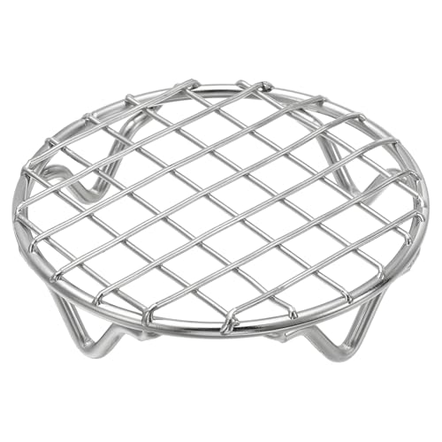uxcell Round Cooking Rack 3.9 Inch Dia Stainless Steel Wire Cooling Steamer Rack for Baking Canning Cooking Roasting Cooling Grilling Drying, Silver