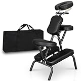 HomGarden Portable Massage Chair Foldable Salon Massage Chair with Adjustable Face Cradle High-Density Cushion Travel Tattoo Spa with Carrying Bag(Black)
