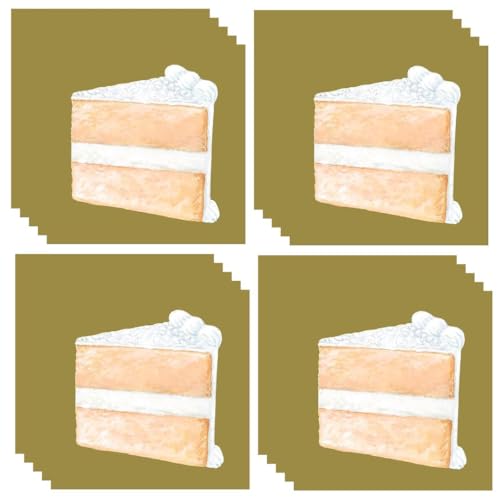 Disposable Dinner Paper Cocktail Napkins - Decorative Beverage Napkins for Parties, Weddings, Graduation - 5 inches by 5 inches Pack of 20 (Birthday Cake)