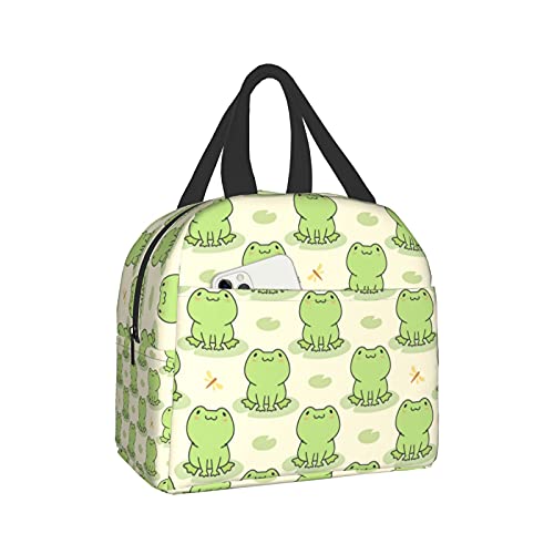 Funny Cute Frog Animal Lunch Box Travel Bag Picnic Bags Insulated Durable Shopping Bag Back To School Reusable Waterproof Bags For Man Woman Girls Boys
