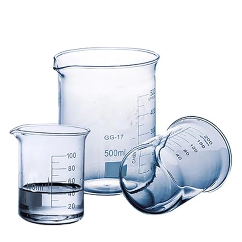 LKJOZCR Laboratorio 5ml- 2000ml Becher in vetro borosilicato basso Boro 3.3 Becher in vetro(25ml-4pcs)