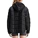 Qesulk Womens Puffer Jackets Lightweight Quilted Pullover Jacket Winter Warm Padded Hoodies Casual Down Jackets Coat Outwear Black