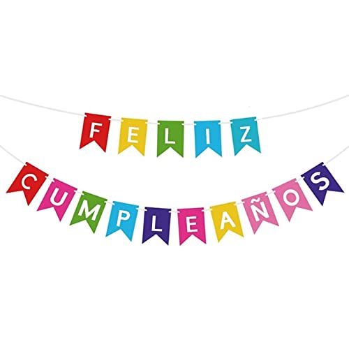 Feliz Cumpleaos Banner Colorful Spanish Birthday Bunting Banner for Birthday Party Decorations