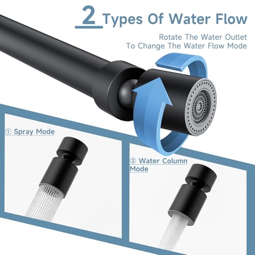 OihPaw Wasserhahn mit Durchlauferhitzer,Ausgestattet mit 2 Wasserflussmodi wasserhahn mit durchlauferhitzer,Mit LED-Temperaturanzeige,360°-Drehung elektrischer wasserhahn,Schwarzer