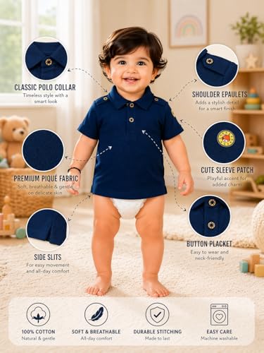 Image of BODYCARE Kids Inafant Boys Half Sleeves Cotton T-Shirt | Skin Friendly Regular Fit | Ultra Soft Breathable Comfortable & Durable | Pack of 2 | Assorted |Casual for Toddler