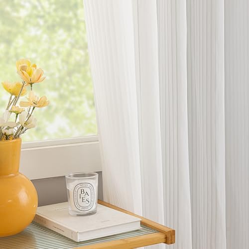 Cortinas transparentes para un salon luminoso y privado con elegantes rayas blancas de 96 pulgadas 3