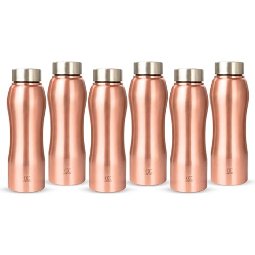 Image of Omichef Stainless Steel Water Bottle 1L (Pack of 6) | Copper Finish | Fridge Safe, Leak Proof, BPA Free | Ideal for Home, Office, School & Gym