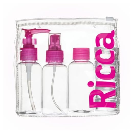 Ricca, Kit para Viagem com Tampas, Transparente/Rosa