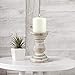 Stonebriar Antique White Wooden Pillar Candle Holder, Vintage Seaside Pillar Stand for Dining Table Centerpiece, Coffee Table, Mantel, Or Any Table Top, Medium