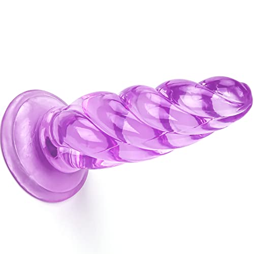 Realistic Anal Beads Anal Plug Thread Large Butt Plug Dildos, Silicone Flexible Dildo with Suction Cup, 5.7 Inch Adult Sex Toys for Men Women Couples G Spot SM Anal Butt Plug Prostate, Purple