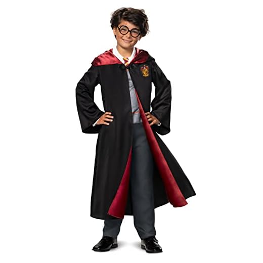 Disguise Harry Potter Costume Kids Deluxe Hooded Robe and Jumpsuit, Children Size Small (4-6), 107529L Black & Red