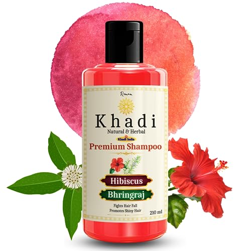 Khadi Natural Hibiscus & Bhringraj Shampoo | Promotes Hair Growth & Reduces Hair Fall | Khadi Herbal Shampoo | Sulfate, SLS & Paraben Free | For Men & Women 210 ml