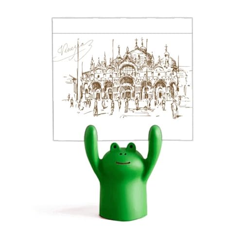 Porte-mémo vénitien en forme de grenouille support de notes vert en résine pour bureau
