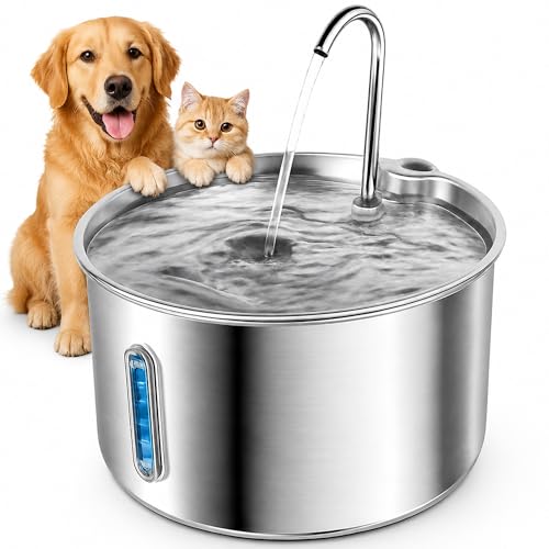 Adorabby Cat Water Fountain Stainless Steel, 135oz/4L with Adjustable Pump & 3…