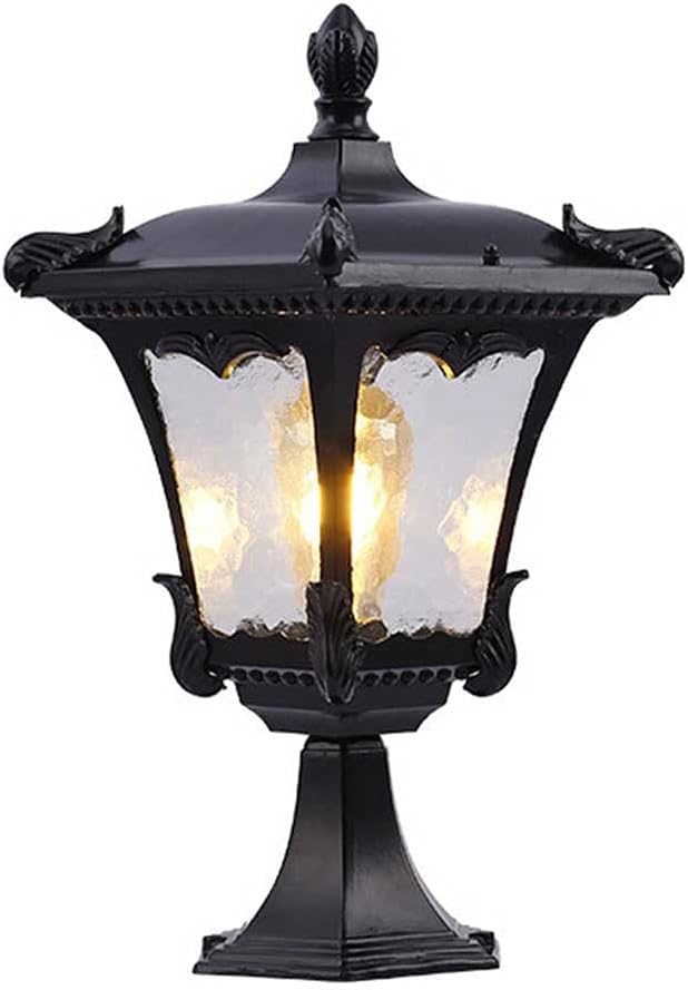 CHENKUI Water Pattern Glass LampShade Modern Pillar Lights Outdoor IP54 Waterproof Post Cap Lights Fixture with Pier Mount Adapter Exterior Pillar Light Fence Garage Pavilion Courtyard Lawn