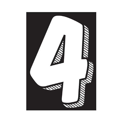 #4 Number Window Stickers 7.5" White on Black Weatherproof Vinyl, 24 Pack