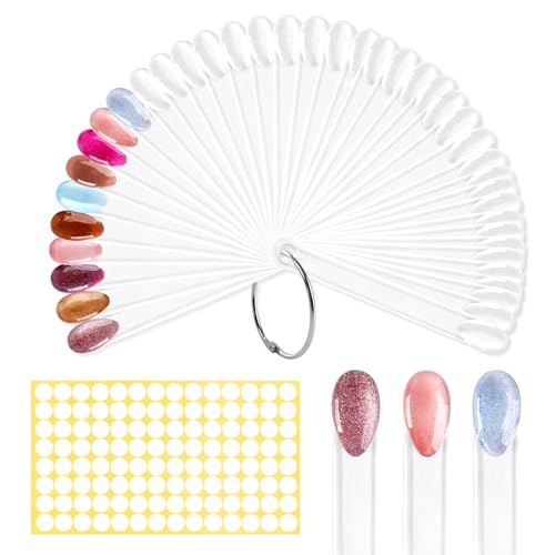 BQAN Nail Swatch Sticks 50 Pcs clear with Ring & Number Stickers