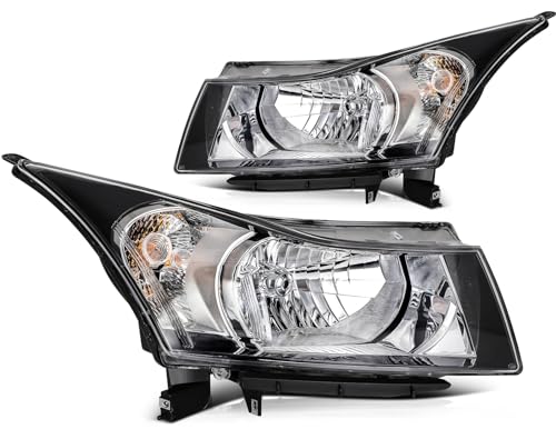 LSAILON Headlight Assembly Fit For Chevy Cruze 2011-2015 For Chevy Cruze Limited 2016 Black Housing Clear Lens Driver and Passenger Side A02HA01041 A02HA01042 GM2502356 GM2503356 GM2502361 GM2503361