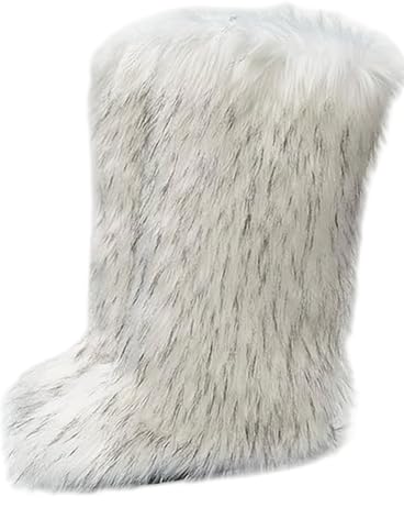 Faux Fur Boots for Women Winter Knee High Furry Snow Boots Fuzzy Fluffy for Girls Flat Long Boots
