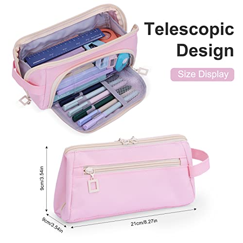 Eoout Big Capacity Pencil Case Pencil Pouch Pen Bag Large Organized Cute Pen Case For School Stationery And Travel Cosmetics Storage (Pink) #TOP1