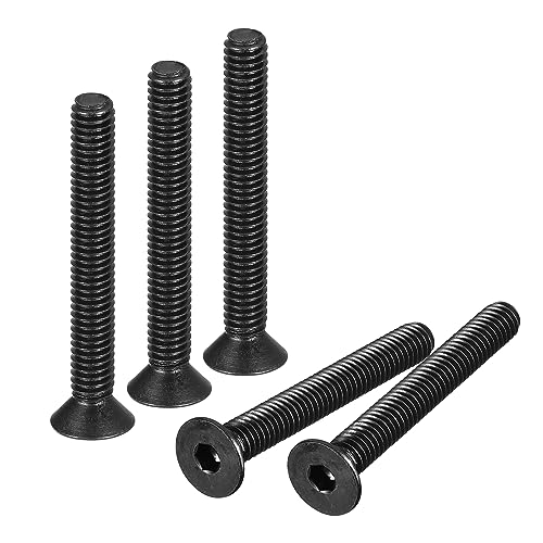 uxcell 5/16-18x3 Flat Head Socket Cap Screws, 10.9 Grade Carbon Steel Hex Socket Countersunk Flat Head Screw Bolts Fasteners, Fully Threaded, Black Oxide, 10PCS