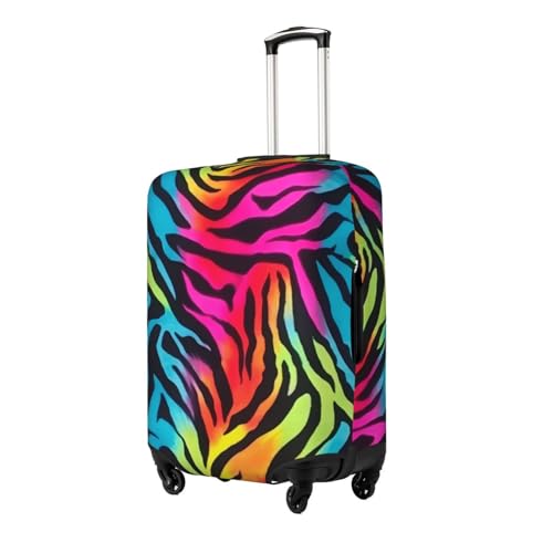 Colorful Rainbow Zebra Print Luggage Suitcase Covers Elastic Washable Luggage Protector Luggage Covers For Suitcase2