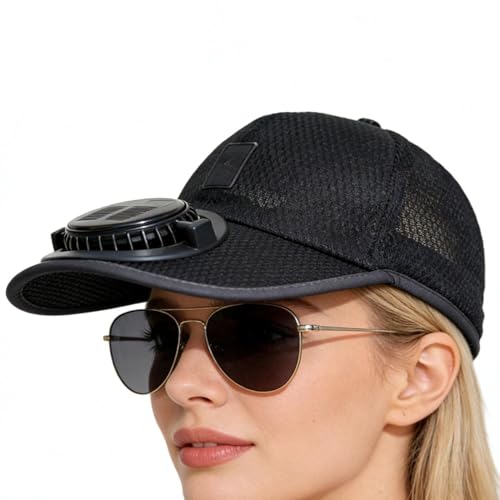 Chapeau avec ventilateur et protection UV ajustable pour randonnée et été