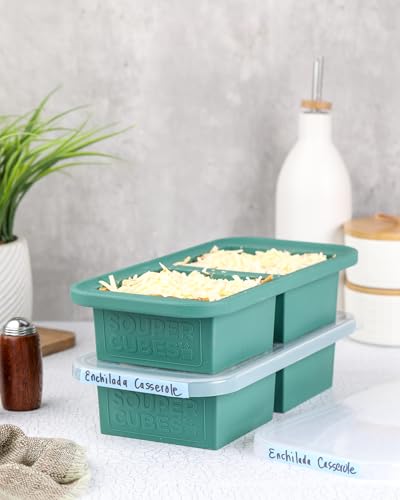 Image of Souper Cubes 2 Cup Silicone Freezer Molds, Kale, 2-Pack | 100% Platinum-Cured Silicone Freezer Cubes, Oven and Microwave Safe, Perfect for Freezing Lasagna, Casseroles and More