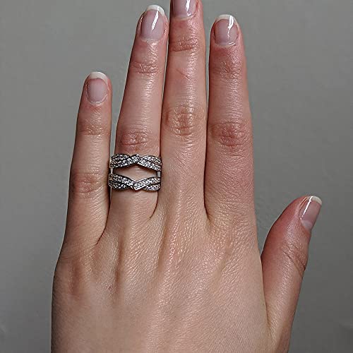 Twobirch Sterling Silver Infinity Bypass Engagement Ring Guard With Cubic Zirconia (3/4 Ct., Size 7) #TOP6
