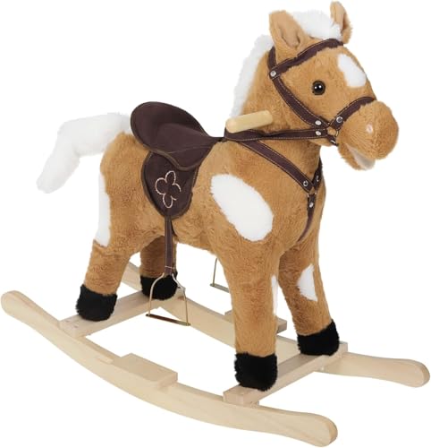WOLTU Cheval à Bascule en Bois et Peluche pour Enfant,