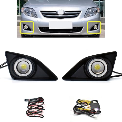 KITOCARTOP LED Front Bumper Fog Light Fit for 2008 2009 2010 Toyota Corolla DRL with Amber Sequential Turn Signal Driving Lights Driving Daylight Accessories