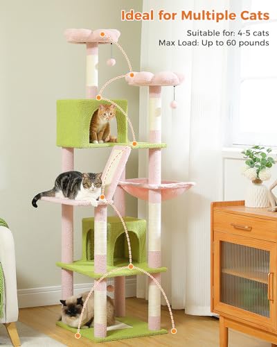 Arbol Para Gatos Multinivel De 70.9 Pulgadas Color Rosa miniatura 3