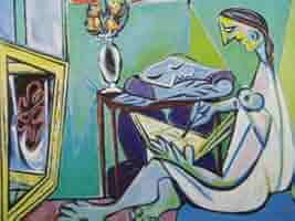 ピカソ(PICASSO)【風景の前の馬】、高級画集画、状態良好、新品高級額装付 ピカソ(PICASSO)【風景の前の馬】、高級画集画、状態良好、新品