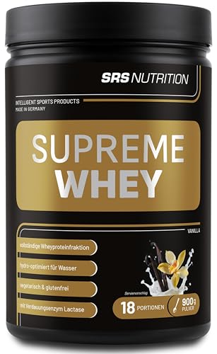 SRS Muscle - Supreme Whey XL, 900 g, Vanille | Hydro-optimized Whey Protein | mit Enzym Laktase und Pro-B Vitaminen | aspartamfrei | deutsche Premiumqualität