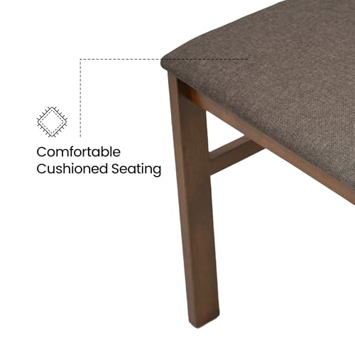 Image of Royaloak Maple Wooden 4 Seater Dining Table Set with Cushioned Chairs, Wooden Veneer Table Top, Solid Wood Thick Legs, 55mm Apron Support, Modern Sturdy Dining Furniture for Home & Dining Room