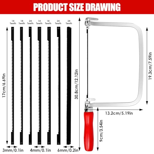 Laubsäge Set inkl. 7 Sägeblätterund Laubsägebogen für Metall und Holz 360 Grad drehbar Mit Holzgriff Laubsäge,Hohe Anpassungsfähigkeit, Vielseitig Einsetzbar, Präzise Schnitte