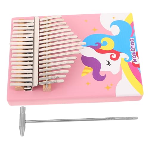 HOMOBABE 拇指琴 音 木製カリンバ ピンクのカートゥーンデザイン 向け初心