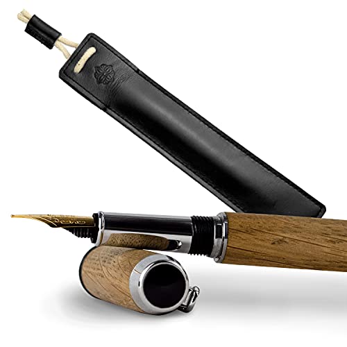 GLUTHOLZ Handgefertigter Füllfederhalter AUTOR aus Holz (EICHE) mit Lederetui ASCHE | Edles Geschenkset aus Füller + Etui | Das perfekte Luxusgeschenk für Unikat Liebhaber Cover