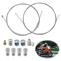 GETRICH 2 Stück 2M Motorrad Universal Seilzug mit 9x Nippel, Universal Reparaturset Bowdenzug Gaszug Schaltzug Kupplungszug Fahrrad Roller Mofa Moped für Mofa Moped, Roller, Fahrrad