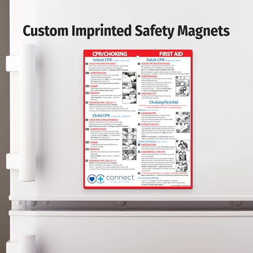 Image of Safety Magnets by ZOCO - 250-Pack Custom CPR & Choking First Aid Magnet - 8.5 inchx11 inch Laminated Cards - Personalized with Logo - Branded Safety Handout for Healthcare, Community Outreach