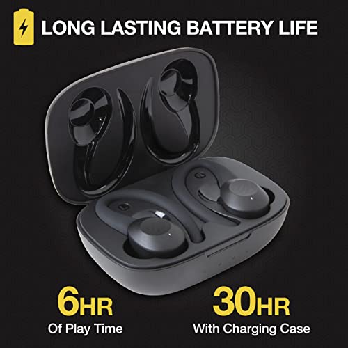 Scosche Bttws2-Sp2 Thudbuds Rechargeable Bluetooth 5.0 True Wireless Black Earbuds, Magnetic Sport Clips, Wireless Charging Case, Usb-C Cable Black #TOP1