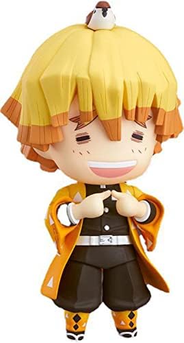 SUWOW Q Version Nendoroid Changeable Face Figure Anime Action Figures Collectible Toy for Demon Slayer Figure (Agatsuma Zenitsu)