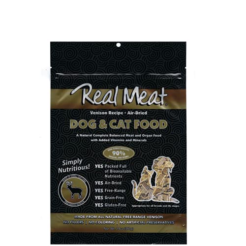 TRMC Real Meat Air Dried Cat Food & Dog Food w/Real Venison - 14oz of USA-Crafted Grain-Free Dry Dog & Cat Food Sourced from Free-Range, Grass-Fed Venison - All Natural, High Protein Pet Food