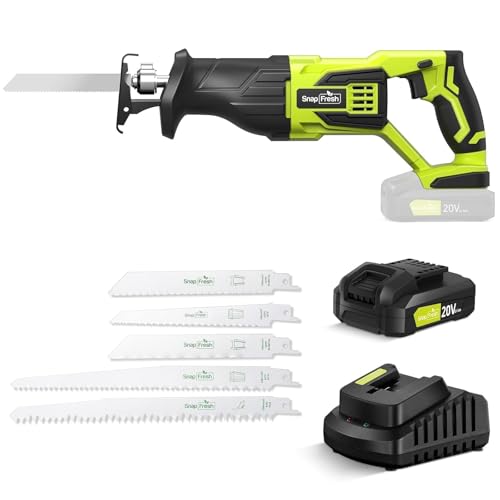 SnapFresh Reciprocating Saw - Cordless Reciprocating Saw for Woods Metal Plastic Cutting, 0-3000 SPM...