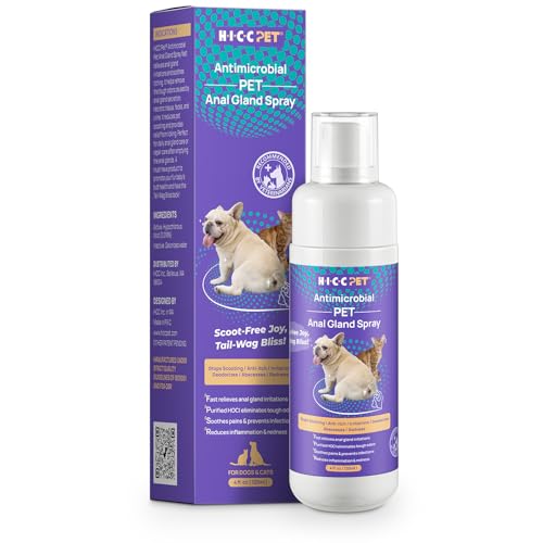 HICC PET Anal Gland Spray 4 oz Freshens and Removes Odors Maintains Cleanliness Gentle Formula for Sensitive Skin