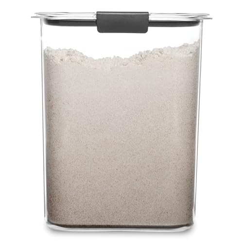 Rubbermaid Brilliance 16-Cup Airtight Food Storage Container with Lid, Clear/Grey – optimal for pantry organization, flour, sugar, and food storage