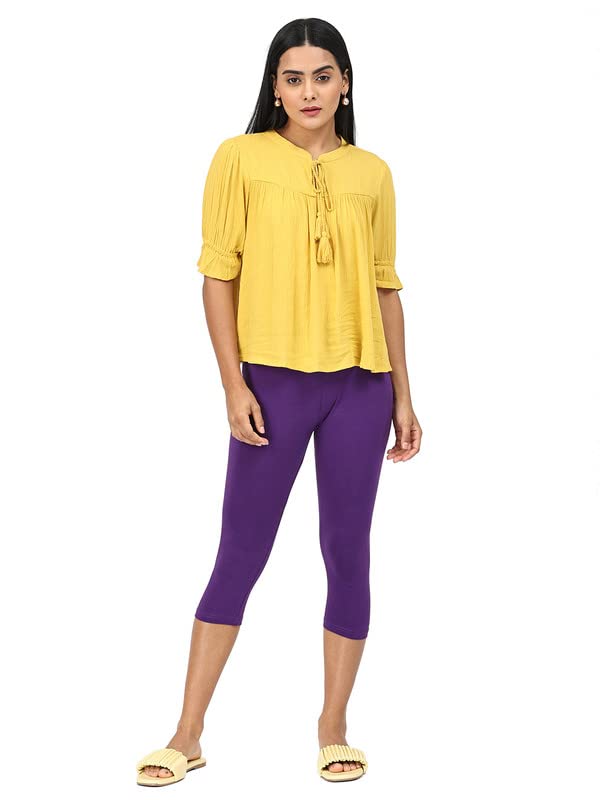 Image of Robinbosky Premium Stretchable Cotton Capri Legging for Women | Suitable for Formal wear & Casual wear | High-End Elastic Makes. The Leggings Squat Proof and Durable for Travel, Yoga, & Workout.